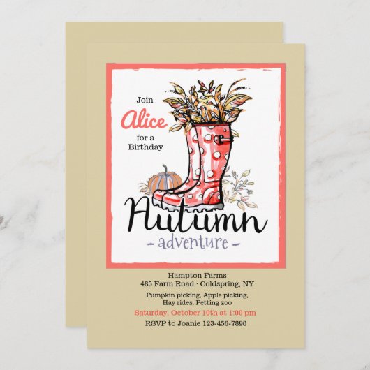 Autumn Adventure Invitation Kaart (Voorkant / Achterkant)