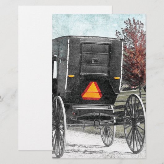 Autumn Amish Buggy Briefpapier (Voorkant / Achterkant)