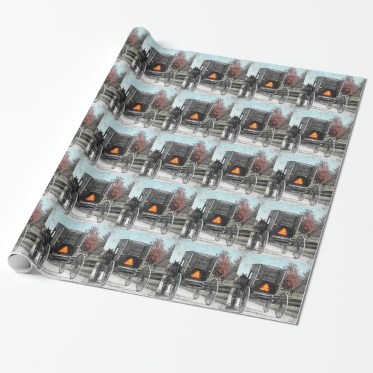 Autumn Amish Buggy Cadeaupapier (Uitgerold)