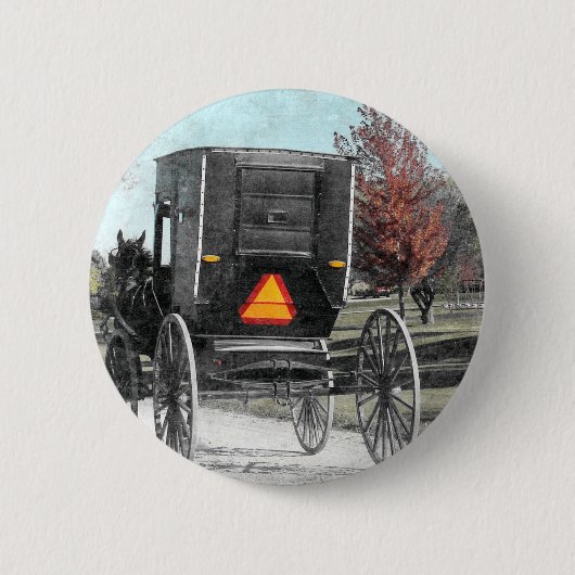 Autumn Amish Buggy Ronde Button 5,7 Cm (Voorkant)