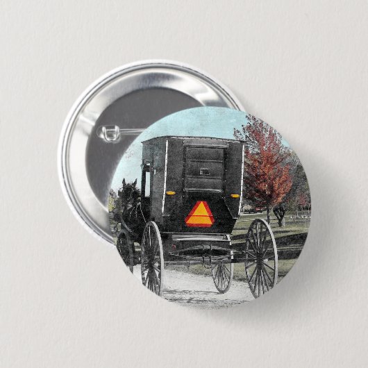 Autumn Amish Buggy Ronde Button 5,7 Cm (Voorkant /achterkant)