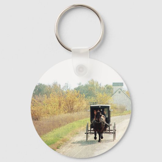 Autumn Amish Horse and Buggy Sleutelhanger (Voorkant)