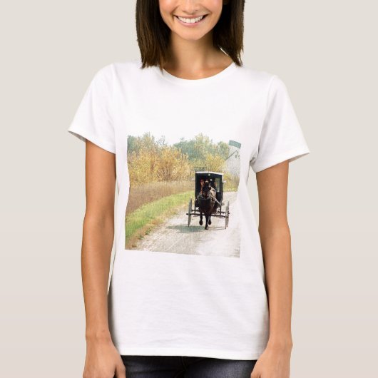 Autumn Amish Horse and Buggy T-shirt (Voorkant)