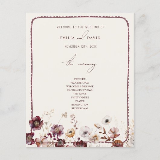 Autumn Anemone Hand getekend geschulpte bruiloft (Voorkant)