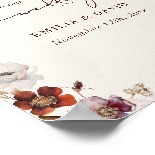 Autumn Anemone Wedding Script Welkom Poster (Hoek)