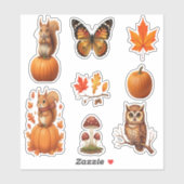 Autumn Animals And Beautiful Leaves Sticker (Vel)