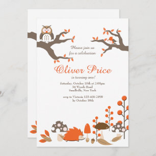 Autumn Animals Invitation Kaart