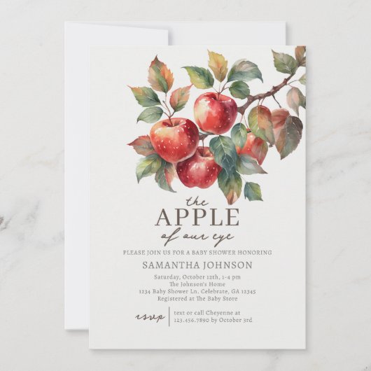 Autumn Apple Baby shower Invitation Kaart (Voorkant)