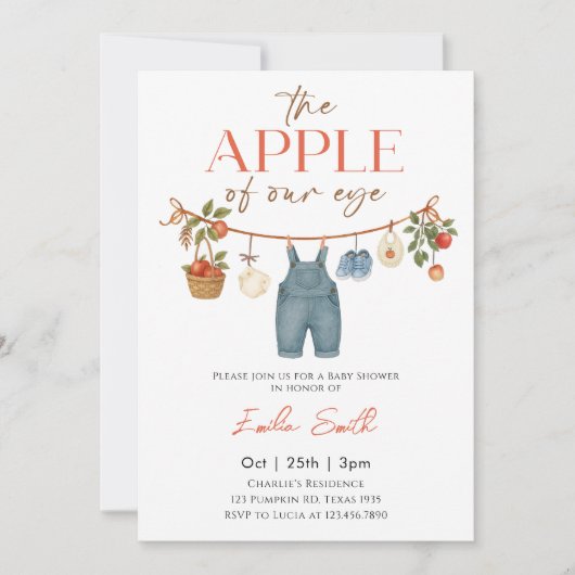 Autumn Apple Clothesline Baby shower Kaart (Voorkant)