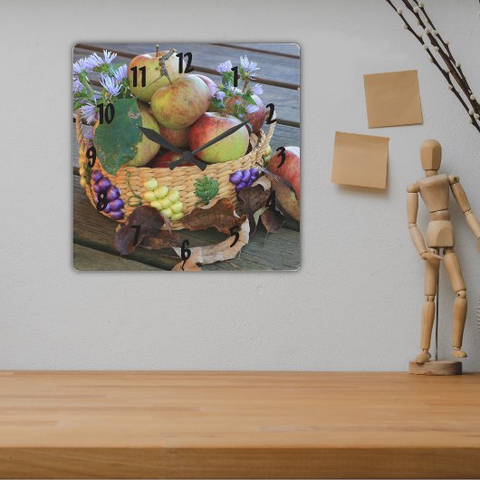 Autumn Apple Harvest still Life Vierkante Klok