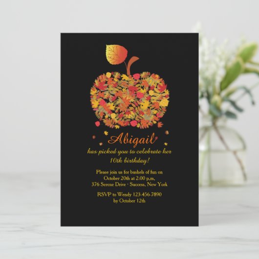 Autumn Apple Uitnodiging (Staand voorkant)