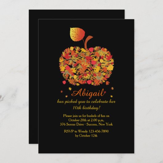 Autumn Apple Uitnodiging (Voorkant / Achterkant)