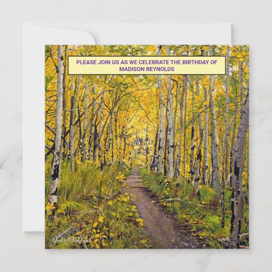 Autumn Aspen Birthday Invitation – Golden Forest Kaart (Voorkant)
