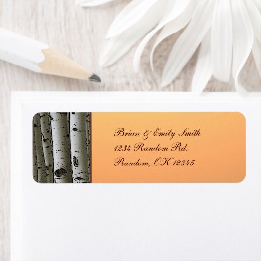 Autumn aspen boom rustige terugzendadresetiketten etiket (Insitu)