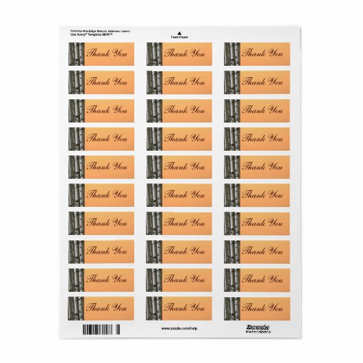 Autumn aspen tree rustic dank u labels (Full Sheet)