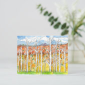 Autumn Aspen Trees Tekening Waterverf Briefkaart (Staand voorkant)