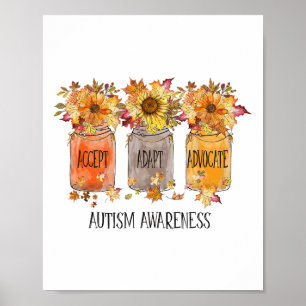 Autumn Autism Awareness Accepteert Advocate Flow Poster
