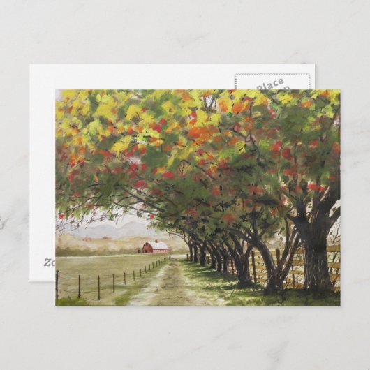 Autumn-autoweg Briefkaart (Voorkant / Achterkant)