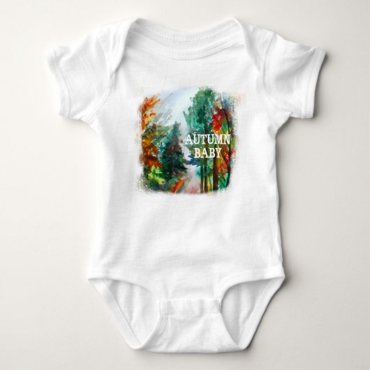 Autumn Baby Jersey Bodysuit, White Romper (Voorkant)