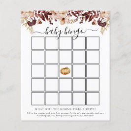 Autumn Baby shower Bingo Game Card