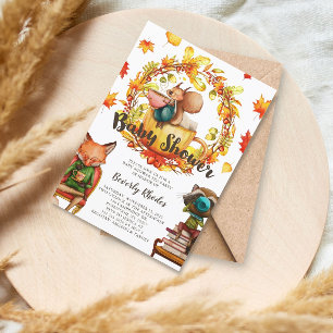 Autumn Baby shower Tea Party Animals Kaart