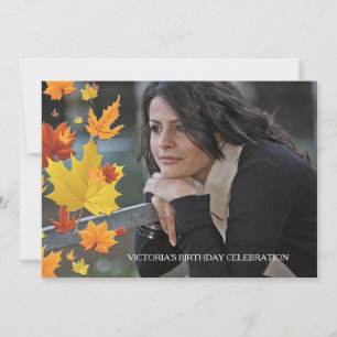 Autumn Background Photo Invitation Kaart