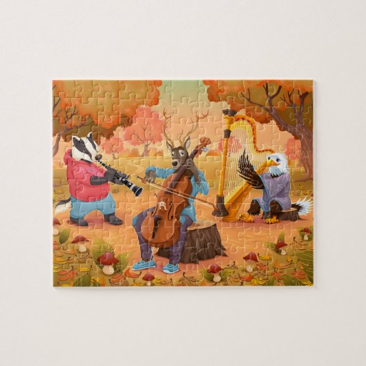 Autumn Badger Deer Eagle Fall Music Thanksgiving Legpuzzel (Horizontaal)