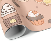 Autumn Baked Goods & Coffee Kawaii Pattern Cadeaupapier (Rol Hoek)