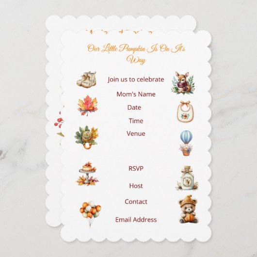 Autumn Bay Douche Uitnodiging. Kaart (Voorkant / Achterkant)