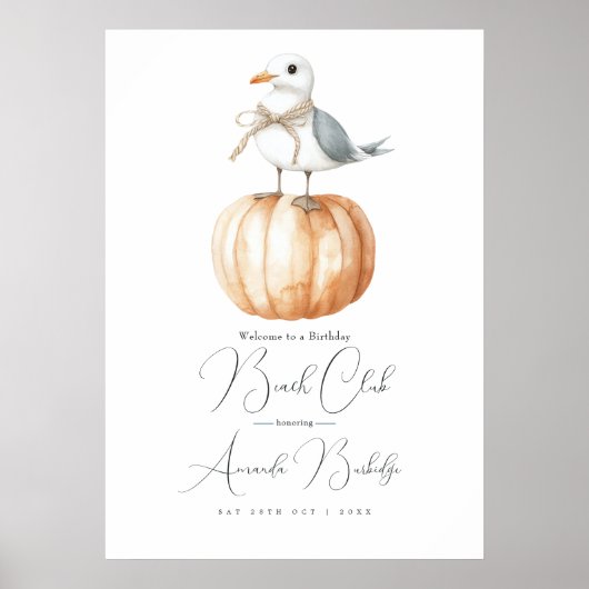 Autumn Beach Club Welcome Sign - Coastal Chic Fall Poster (Voorkant)