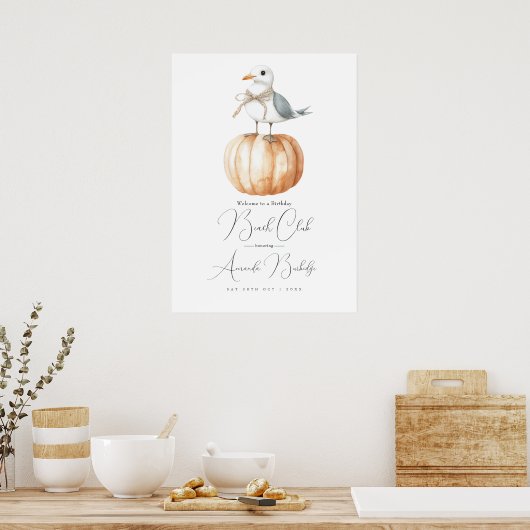 Autumn Beach Club Welcome Sign - Coastal Chic Fall Poster (Keuken)