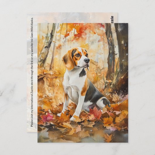 Autumn Beagle - Briefkaart (Voorkant / Achterkant)