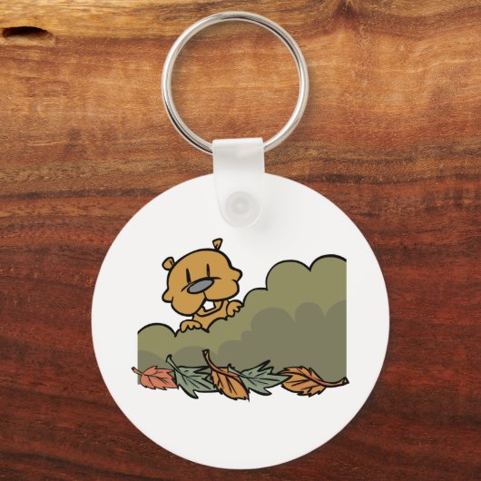 Autumn Beaver Hiding Sleutelhanger (Voorkant)