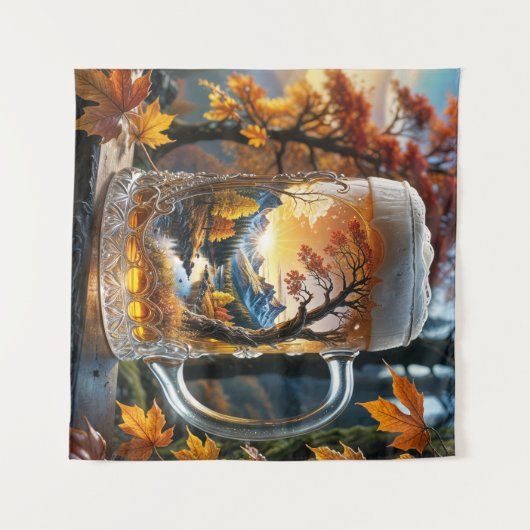 Autumn Beer Mok Tapestry Wandkleed (Voorkant (horizontaal))