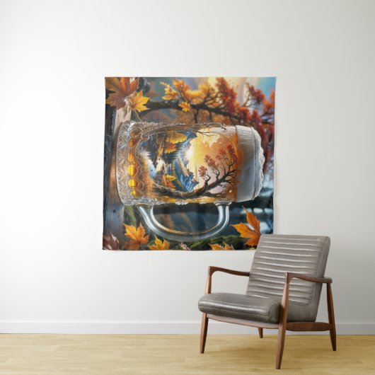 Autumn Beer Mok Tapestry Wandkleed (In Situ (horizontaal))