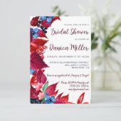 Autumn Berries & Leaves, Red & Blue Vrijgezellenfe Kaart (Staand voorkant)