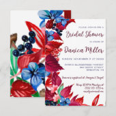 Autumn Berries & Leaves, Red & Blue Vrijgezellenfe Kaart (Voorkant / Achterkant)