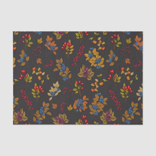 Autumn berries on chocolate brown 2 tissuepapier (Voorkant)
