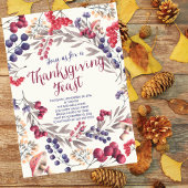 Autumn Berry Bloemen Thanksgiving Feest Uitnodigen Kaart