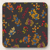 Autumn bessen op chocoladebruin 2 bier onderzetter (Voorkant)