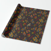 Autumn bessen op chocoladebruin 2 cadeaupapier (Uitgerold)