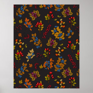 Autumn bessen op chocoladebruin 2 poster