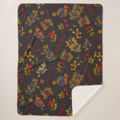 Autumn bessen op chocoladebruin 2 sherpa deken (Voorkant)