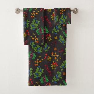 Autumn bessen op chocoladebruin bad handdoek