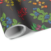 Autumn bessen op chocoladebruin cadeaupapier (Rol Hoek)