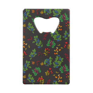 Autumn bessen op chocoladebruin creditkaart flessenopener