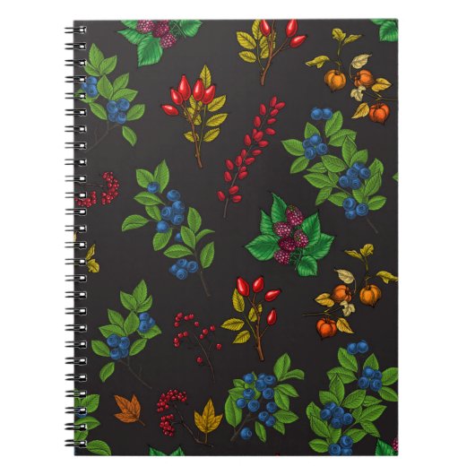 Autumn bessen op chocoladebruin notitieboek (Voorkant)