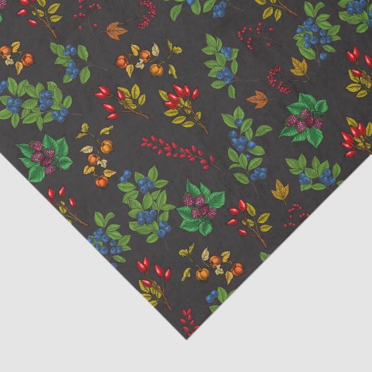 Autumn bessen op chocoladebruin tissuepapier (Detail)