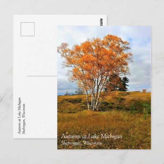 Autumn bij het Briefkaart van het Michiganmeer (Voorkant / Achterkant)