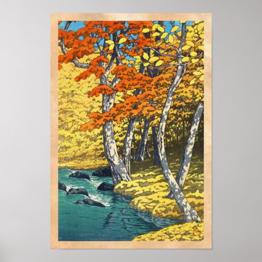 Autumn bij Oirase Hasui Kawase scenery shin hanga Poster (Voorkant)